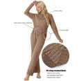 thumbnail image 4 of MINTREUS Women's Pajama Set Long Sleeve Lounge Set Ribbed knit Sleepwear Two Piece Pjs Set with Pocket, 4 of 7