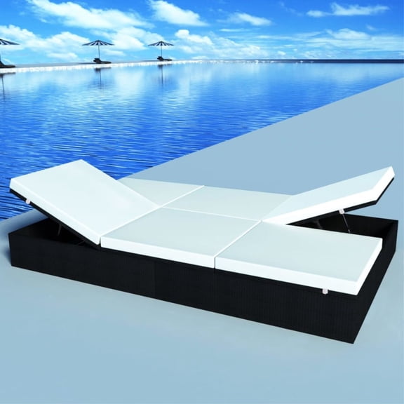 Casafoyer Double Sun Lounger with Cushion Poly Rattan Black