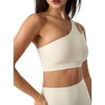 thumbnail image 2 of Women'S One-Shoulder Sports Bra - Sleeveless One Strap Low Asymmetrical Workout Yoga Tops Oat XL, 2 of 8