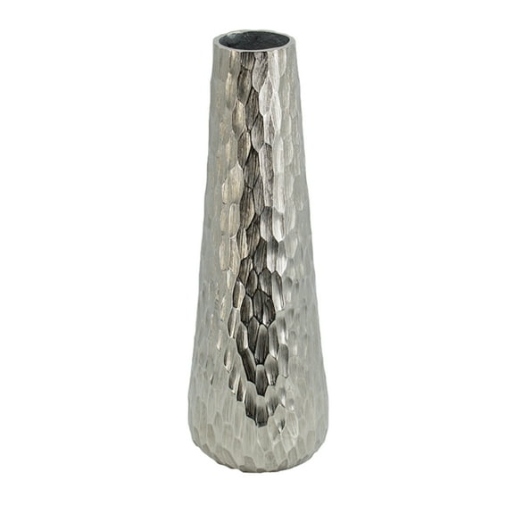 CC Home Furnishings Diamond Pattern Aluminum Flower Vase - 19.25" - Silver