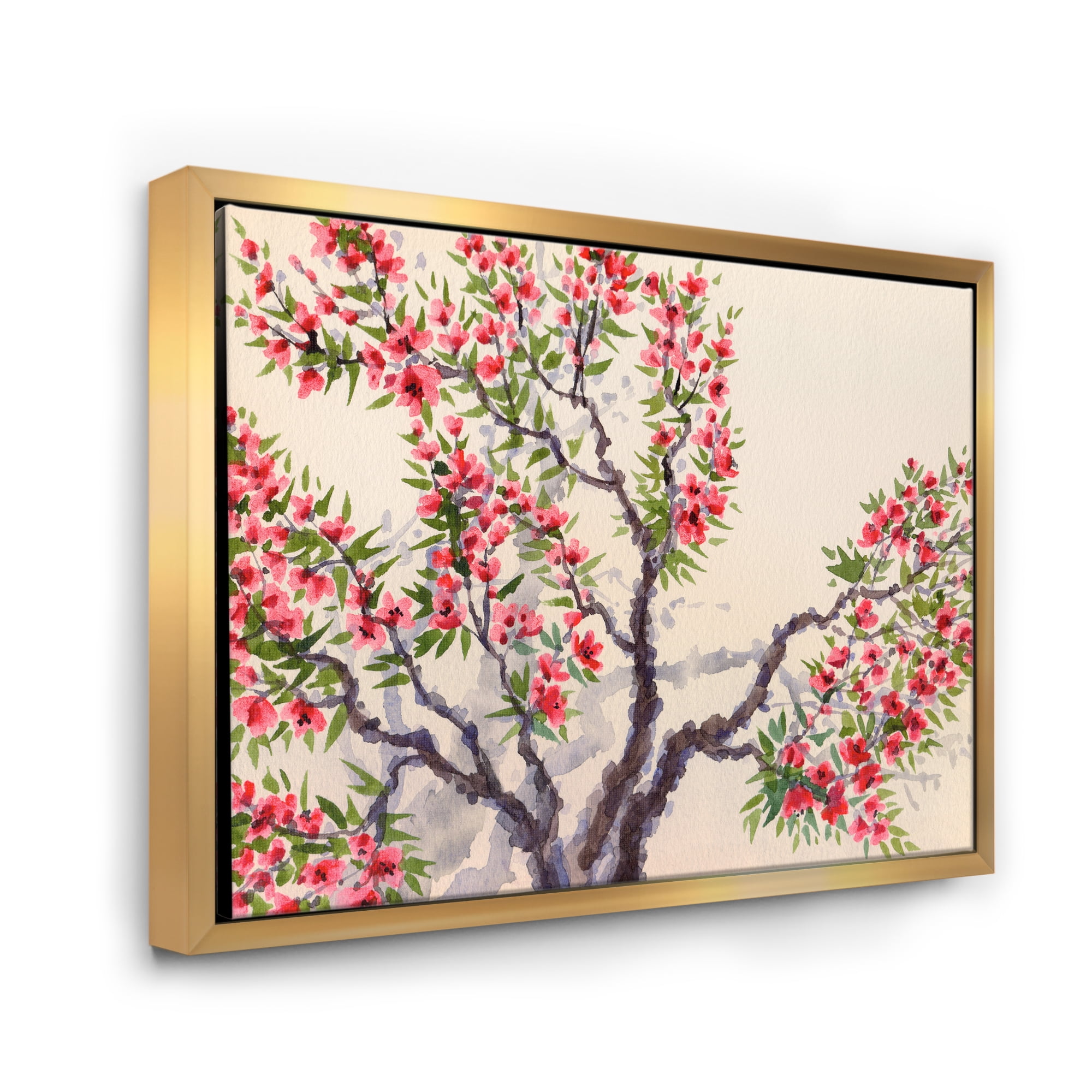 Designart 'The Blossoming Tree With Red Flowers I' Traditional Framed Canvas Wall Art Print