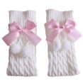 thumbnail image 1 of Calentadores de piernas para mujeres y niñas, con lazo de peluche, cubrepiés de punto, calcetines hasta la rodilla, 1 of 8
