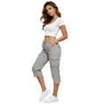 thumbnail image 5 of HKYNLAG Capri Pants for Women Petite Pull On Drawstring Elastic Waist Cargo Capris Lightweight Hiking Pants with Multi Pockets Light Gray XL, 5 of 5