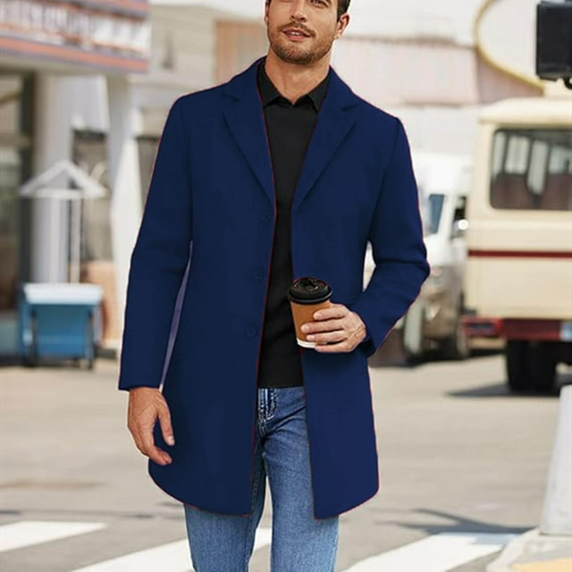 Men's Casual Long Sleeve Lapel Button Down Cardigan Jacket with Side Pockets for Spring Outdoor Use