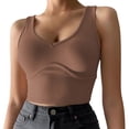 thumbnail image 2 of tarylea Tops for Women Trendy Wide Strap V Neck Crop Tops Solid Color Slim Fitted Tank Tops Casual Summer Trendy Stretch Camisole, 2 of 5