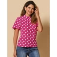 thumbnail image 3 of DARING DIVA Polka Dots Stand Collar Short Sleeve Top XS Hot Pink, 3 of 6