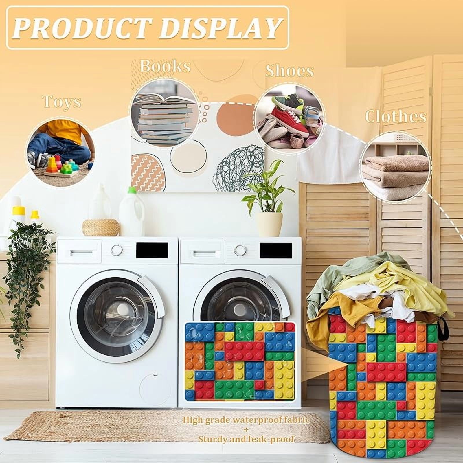 American Football Texture Laundry Basket, Sports Theme Laundry Hamper Foldable Waterproof Funny Tote Bag Dirty Clothes Storage Bucket Toy Organizer for Bathroom/Laundry/Bedroom