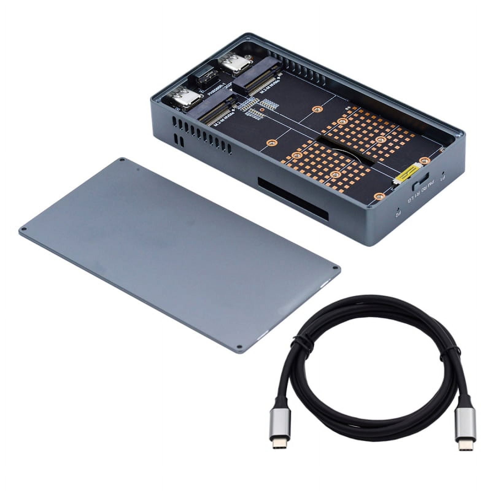 CY Dual NVME M.2 NGFF M-Key to USB-C Type-C Raid0 Raid1 JBOD Big Enclosure 20Gbps with Fan Raid0 Hyper Adapter