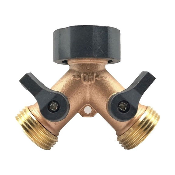 Solid Brass Body Backyard 2 Way Y Valve Garden Hose Connector Splitter