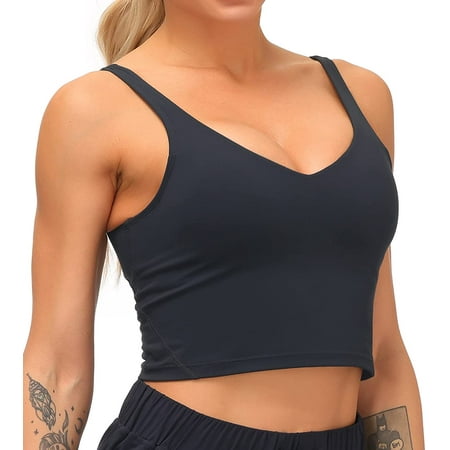 

QWZNDZGR Sports Bra for Women Longline Padded Bra Yoga Crop Tank Tops Fitness Workout Running Top