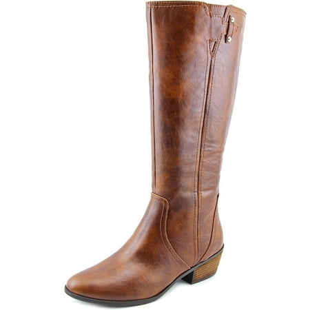 Dr. Scholl's Brilliance Wide Calf Women Round Toe Leather Brown Knee High