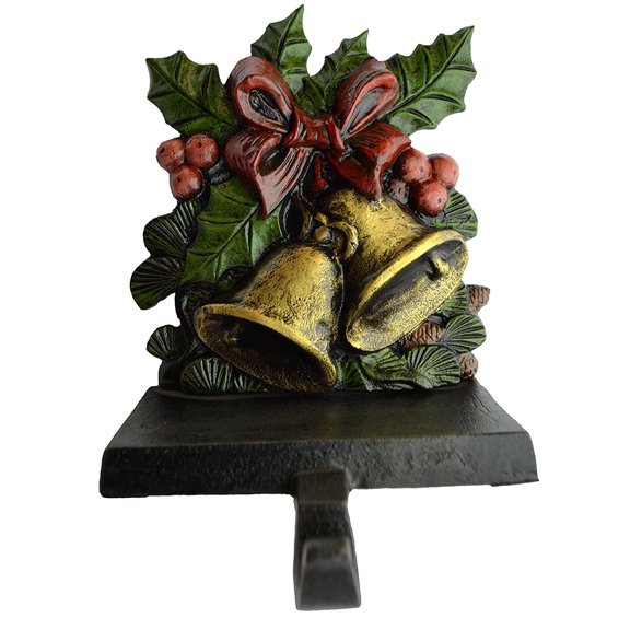 Lulu Decor, Cast Iron Christmas Stocking Holder, Strong and Durable Hook, Designed, Measures 7 X 5.5 inches, Weighs 3.5 lbs, Perfect (Bell)