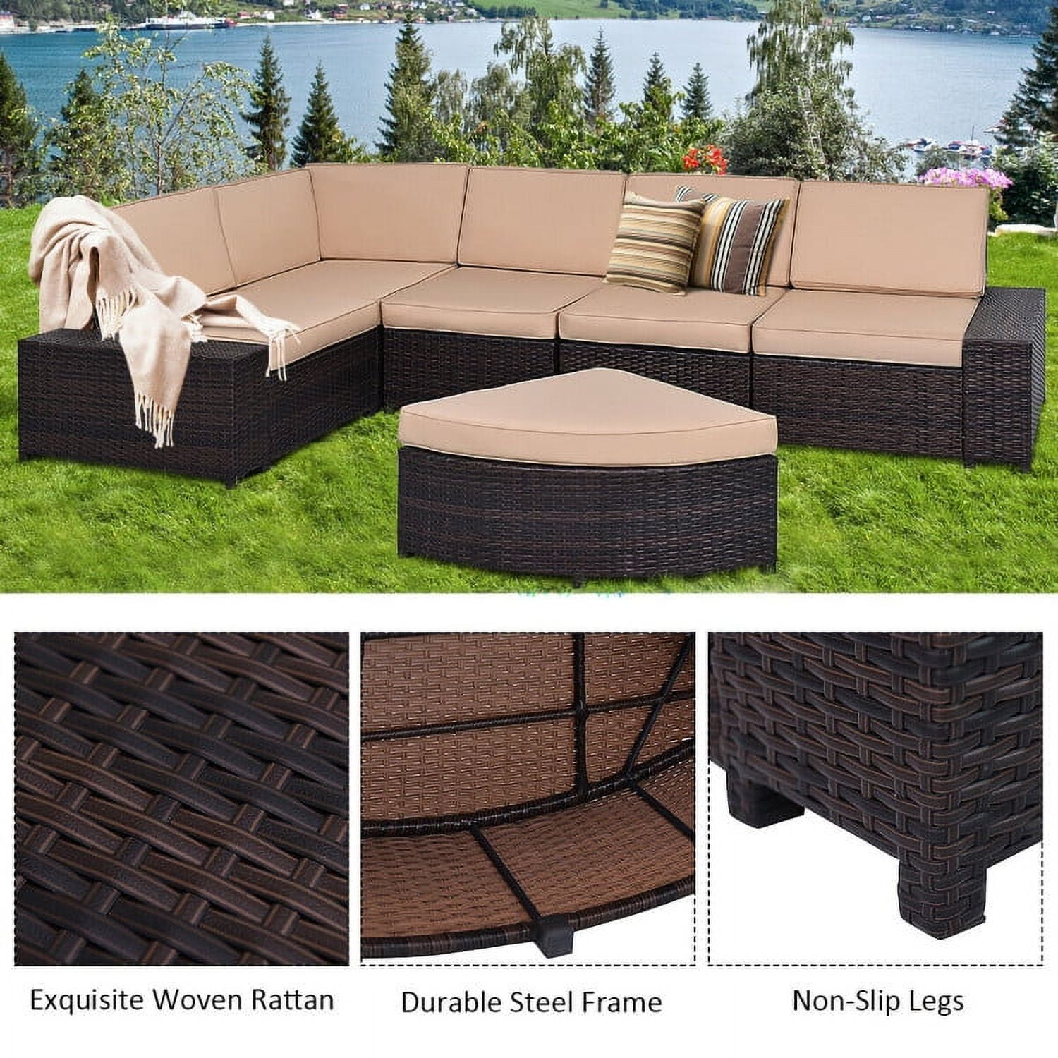 Aimee Lii 6 Pieces Patio Furniture Set Rattan Wicker Table Shelf, Outdoor Deck Furniture Aimee Lii 6 Pieces Patio Furniture Set Rattan Wicker Table Shelf, Outdoor Deck Furniture