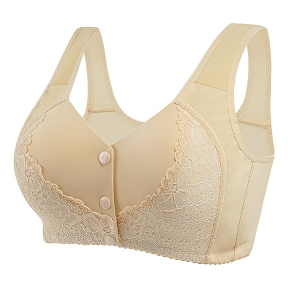 TEVEQ Bras for Women No Underwire Sports Bras for Women Women's Fashionable and Casual Front Buttoned Underwear for Elderly People Skin Friendly and Comfortable Bra Beige 38