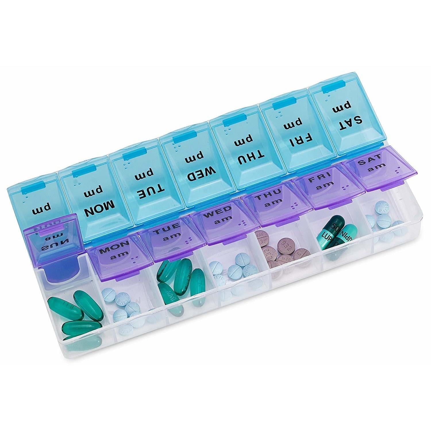 MEDca Weekly Pill Organizer, Twice-a-Day, 1 Pill Organizer - BPA Free Travel 7 Day Pill Box Case - Daily Medicine Organizer for Vitamins
