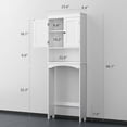thumbnail image 2 of Over The Toilet Storage Cabinet with Open Shelf, Organizer with Adjustable Shelf and Double Doors,Over The Toilet Storage Shelf Free Standing- White, 2 of 9