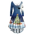 thumbnail image 1 of Vestidos de Navidad Para Mujer, Manga Larga, Estampado Navideño, Peludo, Escote en V, Vestido de Fiesta Con Columpio en La Espalda Odeerbi ODB200234, 1 of 5