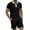 Black, variant on 2 Piece Casual Set for Men Knit Quarter Button Shirt with Shorts Half Zip Collared Top Drawstring Shorts Summer Matching Tracksuit M