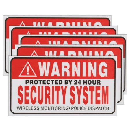 - 5x Protected By 24 Hour Warning Security System Sticker Safty Sign Decal 3.5