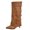 Khaki, variant on Aihuaihua Fold Over Boots for Women Pointy Pull-on Wedge Heel Knee Shark Boot With Side Zipper Padlock Design