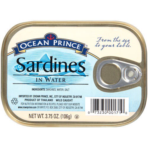 Ocean Prince Sardines in Water, 3.75 oz