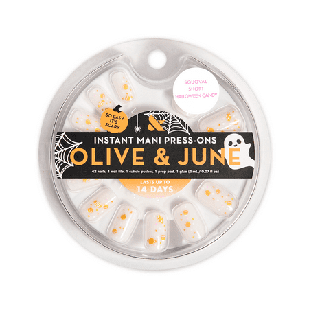 Olive & June Instant Mani Short Squoval Press-on Nails, Halloween Candy, 42 Pieces