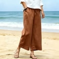 thumbnail image 2 of Juslio Womens Linen Pants Breathable Fashion Drawstring Pants, with Pockets Linen Wide-Leg Pants Red L, 2 of 6