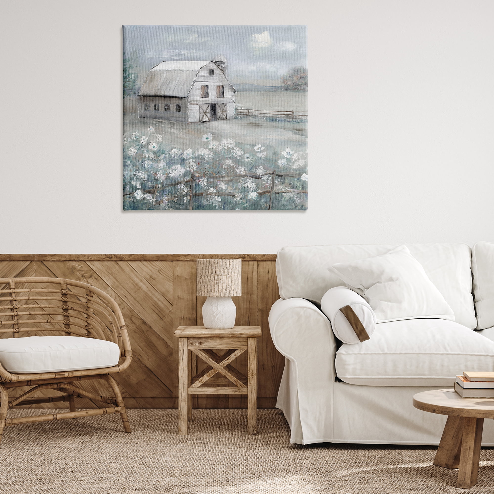 Stupell Industries Traditional Barn & Meadow Landscape & Nature Painting Wrapped Canvas Art Print Wall Art, 36 x 36
