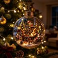 thumbnail image 3 of Light Up Christmas Ball Ornament,3.15in LED Clear Hanging Bauble with Miniature Scene,Holiday Tree Party Home Decor Gift, 3 of 6