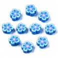 thumbnail image 2 of 50 pc Handmade Polymer Clay Beads Flower Dodger Blue 7~10x7~11x3~5mm Hole: 1.6mm, 2 of 3