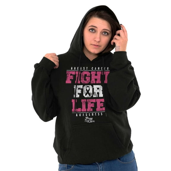 Fight For Life Breast Cancer Aware Women Plus Size Graphic Pullover Hoodie Brisco Brands 5X