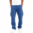 thumbnail image 4 of Men Multiple Pockets Cargo Pants Casual Solid Drawstring Waist Workwear Cargo Pants for Men, 4 of 8