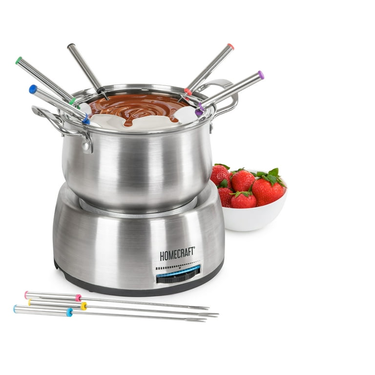 HomeCraft HCFP8SS 8-Cup Electric Fondue Set, Stainless Steel