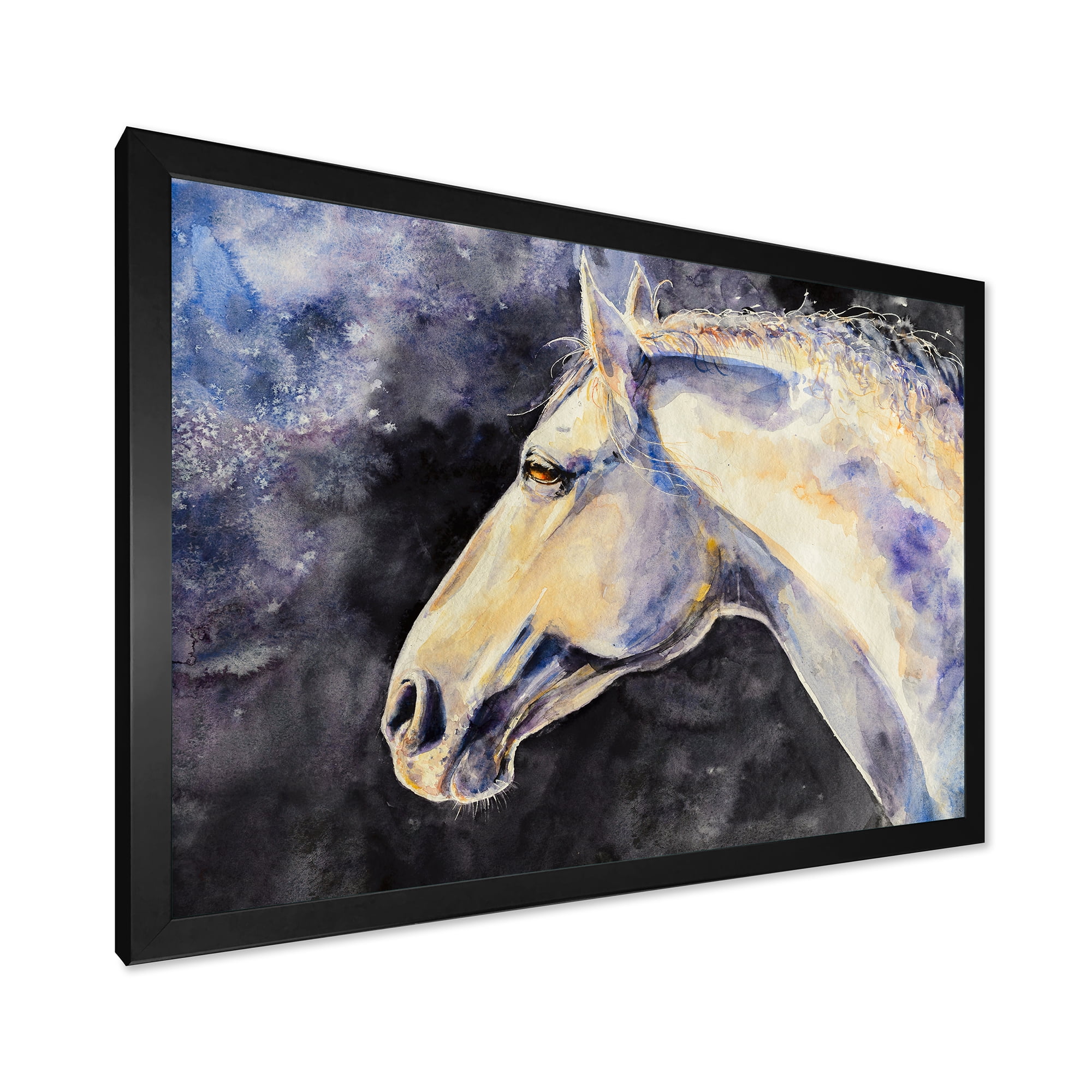Designart 'Close Up Of The Head of A Lipizzan Horse' Farmhouse Framed Art Print