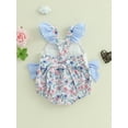 thumbnail image 5 of BemeyourBBs Newborn Baby Girl Daddy's Girl Outfits Baby Girl Fathers Day Outfit Romper Fly Sleeve Flower Print Embroidery Letters Front Bow Bodysuit Cute Infant Baby Girl Summer Clothes, 5 of 9