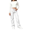 thumbnail image 4 of Dagugfen Cargo Pants for Girls Boys Loose Fitted Elastic Waist Full Length Pants with Multi Pockets(7-8 Years,White), 4 of 9