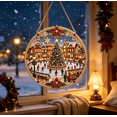 thumbnail image 3 of Christmas Pearl Diamond Art Ornament Kit DIY Hanging Decor, Shimmering Holiday Craft for Tree Window Wall Fireplace(Christmas Square), 3 of 7