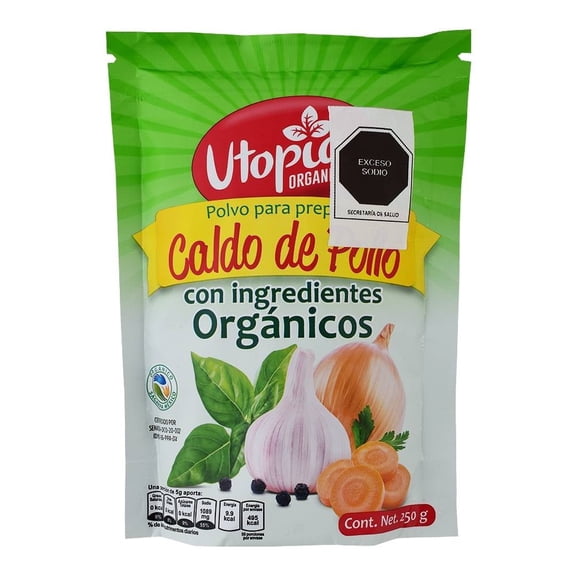 Caldo de pollo Utopia Organics con ingredientes orgánicos 250 g