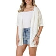 thumbnail image 4 of Cardigan Sweaters for Women's Short Sleeve Lightweight Open Front 2025 Knit Shrugs XL White, 4 of 6