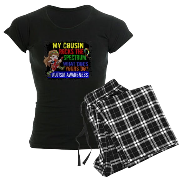 CafePress - Rocks Spectrum Autism Women's Dark Pajamas - Women's Short Sleeve Print T-Shirt and Pants Dark Cotton Pajama Set