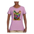 thumbnail image 2 of Cats Are Like Potato Chips Colorful Rainbow Cat Animal Lover Womens Graphic T-Shirt, Light Pink, Medium, 2 of 3
