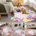 thumbnail image 6 of Easter Round Area Rugs Collection 3.3', Watercolor Eggs Floral Leaves Botanical Pink Plaid Non Slip Indoor Circular Throw Runner Rug Floor Mat Carpet for Living Room Dining Table Bedroom Nursery, 6 of 9