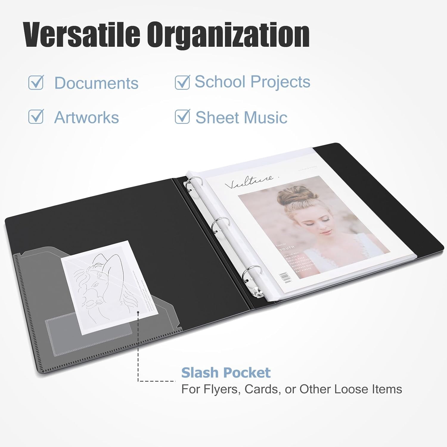 50-Pocket Binder with Plastic Sleeves for Letter/A4 Size(11" x 8.5"), Document Organizer Papers, Certificates and Artwork, Colorful PP Divider Pages Presentation