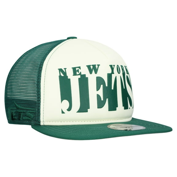Men's New Era Cream/Green New York Jets Cutout A-Frame 9FIFTY Snapback Hat