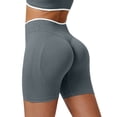 thumbnail image 3 of Breezora Women's Seamless Color Block Yoga Shorts - Scrunch Bum Booty Lifting Gym Shorts with Tummy Control, Workout Tights, 3 of 6