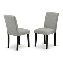 ABP1T06 Abbott Parson Dining Room Chairs - Shitake Linen Fabric Upholstered Chairs, Set of 2, Black