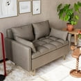 thumbnail image 5 of Yiwa Modern Faux Leather Button Tufted Lift-Up Storage Loveseat Couch, Dark Khaki, 5 of 7