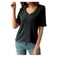 thumbnail image 2 of Deep V Neck Summer Tops Tee Shirts Womens T Shirts Casual Plus Size Plain T Shirts Unisex Oversized Tshirts Get it Fast, 2 of 9