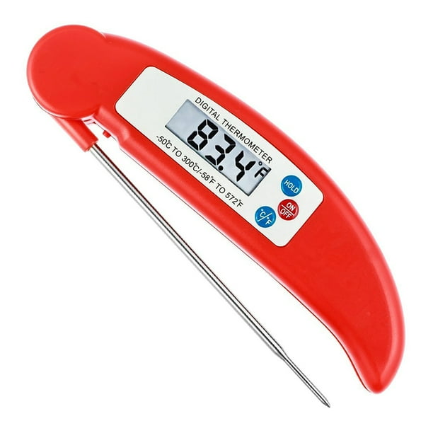 Termómetro para carne de lectura instantánea, uso doméstico, cocina, portátil, plegable, impermeable Irfora Rojo