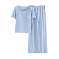 thumbnail image 2 of FNFYFH Womens T-Shirt Built-in Bra Padded Tops Short Sleeve Nightgown Soft Cotton Sleepwear Loose Fit Casual Pajamas Sets, 2 of 10